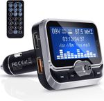 Clydek Bluetooth FM Transmitter Radio Adapter Audio Receiver Dual USB2.4A remote