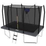 Big Air 7x11ft Rectangular Trampoline Grey +Safety Enclosure Ladder & Basketball