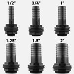 Water Butt Connector Adapter Tank Fitting 1/2" - 2" Barb Straight Pipe Outlet