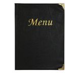 A4 Menu Holder Black 8 Pages, Restaurants, Pubs, Bars, Cafe