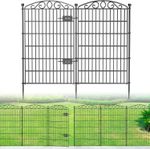 No Dig Decorative Garden Fence with Black Gate 91.4cm H 7.4m L Dog Barrier #0586