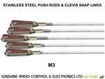 RC M3 Pushrod 300mm 30cm 12" Push Rods M3 Thread + Steel Clevis Snap Links X5 UK