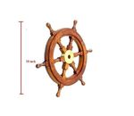 WOODEN SHIP WHEEL WALL HANGING SHOWPIECE DIAMETER BRASS IN MIDDLE 18 INCH