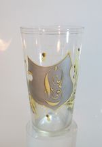 Vintage Keepsake Glass Art Nouveau Coat of Arms Enamel Painting