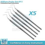 Dental Periodontal Perio Williams Probes Pocket Depth Probe Stainles Steel 5X