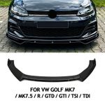 Front Splitter Spoiler Lip For VW Golf MK7 MK7.5 R GTD GTI TSI Gloss Black 13-20