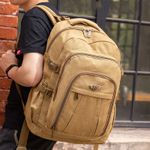 Men's Heavy Duty 50L Canvas Backpack Large Waterproof Travel Hiking Rucksack