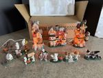 7 Piece Halloween Village Set Spooky Porcelain Lighted Houses Made In China 90’s