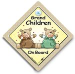  Grandchildren On Board Sign, Baby On Board Sign, Suction Cup Sign
