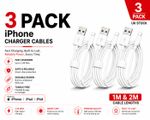 iPhone Charger Cable 3 Pack iPhone Cable USB Lead For iPhone 5 6 7 8 X XS 11 12