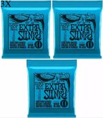 3Pcs Ernie Ball Extra Slinky Electric Guitar Strings 8 - 38. P/N 2225. 3 SETS UK
