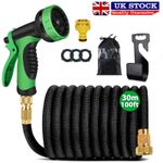 100ft Pocket Hose Copper Brass Nozzle Bullet Expanding and Retracting Hose Pipe