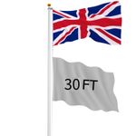 30FT/9.1M Detachable Flagpole Kit Heavy Duty Aluminum Flag Pole British&UK Flag