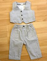 Mamas & Papas 3-6M 2pc Grey/White Striped Corduroy Waistcoat & Trousers