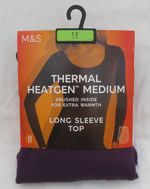 LADIES MARKS & SPENCER BLACKBERRY THERMAL HEATGEN EXTRA WARMTH TOP SIZE 12