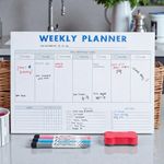 Magnetic Whiteboard Weekly Planner A3 | Fridge Meal Planner with Pens & Eraser