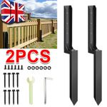 2X Heavy Duty Steel Fence Post Repair Stake Anchor Ground Spike Kit