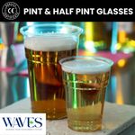 Pint & Half Pint Disposable Reusable Clear Glasses - Durable, Leak-Proof