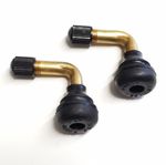 2x SNAP IN TYRE VALVE 90 DEGREE BRASS RUBBER MOTORCYCLE