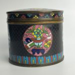 ANTIQUE CHINESE ENAMEL CLOISONNE JAR WITH LID  QING DYNASTY 8.5CMTALL 9.5CM WIDE