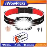 Head Torch Rechargeable LED 2000LM Super Bright Waterproof Headlamp Work Light