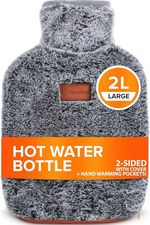 Hot Water Bottle with Cover UK - Hot Water Bottles for Pain Relief (2L) 2 Sided