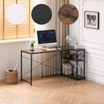 Corner Computer Desk Workstation Table with Shelf Home Office Laptop PC Study
