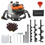 72CC Petrol Post Hole Borer Fence Earth Auger Digger + 3 Drill + Extension Kit