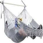 Hammock Chair,Mesh Swing Chair, Cotton Rope Handwoven Chair with Collapsible Met