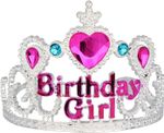 BIRTHDAY GIRL Party Tiara Size 3-7 Years Silver Crown Headband w/Combs Plastic