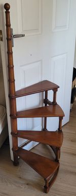 Vintage Spiral Library Steps Faux Bamboo Regency Style Wooden Steps Plant Stand