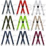 UK New Heavy Duty 4 Hook Elastic  Suspenders for Men Trouser Pants Braces Strap