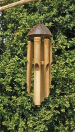 Bamboo Wind Chime Natural Bamboo & Coconut Shell Fair Trade 35cm