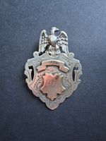 Large Sterling Silver Watch Fob William Adams Gilt Shield Engraved 1904