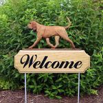 Bloodhound Wood Welcome Outdoor Sign Red