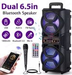 DAEONE DY077 Dual 6.5in Bluetooth LED Karaoke Speaker Set w/ Mic & Remote
