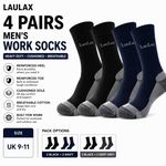 4 Pairs Mens Heavy Duty Work Socks Cushioned Safety Boot Socks Cotton UK 9-11