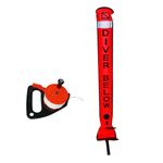 Scuba Diving Diver Below SMB Surface Marker Buoy & Orange Dive Reel with