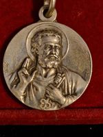 Rare Religious Medal St Peter &Key By Sculptor Charles Desvergnes French 2 Sided