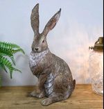 Large Resin Rabbit Ornament Realistic Hare Statue Rustic Decor 36cm