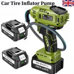 Tyre Inflator Air Compressor 21V Cordless Tire Air Pump w/2 Battery for Car/Bike
