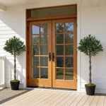 120cm Artificial Bay Laurel Topiary Trees with Twisted Trunk, Set of 2, Green