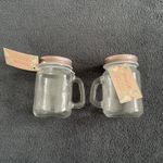 2x Mini Transparent Mason Jar with Handles & Rose Gold Lids  BNWT