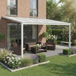 White Garden Veranda Car port Canopy Pergola Aluminium Lean to Wall 10ft x 10ft