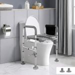 Raised Toilet Seat Frame with Handles Adjustable Riser for Elderly Handicap
