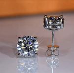 3.5ct Earrings White Gold & Gift Box Lab-Created Diamond Test Pass Round Cut