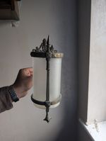 Medieval Vintage Brass Wall Mounted Lantern with Frosted Glass