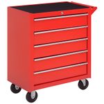 DURHAND Roller Tool Cabinet Stoarge Box 5 Drawers Garage Workshop Chest Red