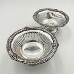 PAIR ANTIQUE PIERCED SALT CELLARS SILVER PLATED 19TH CENTURY