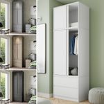 240cm 2 Sliding Doors Wardrobe Bedroom Storage Closet Hanging Rail Cupboard Unit